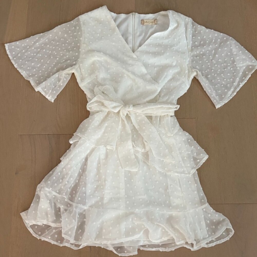 Altar'd State White polka dot dress with side tie Size S